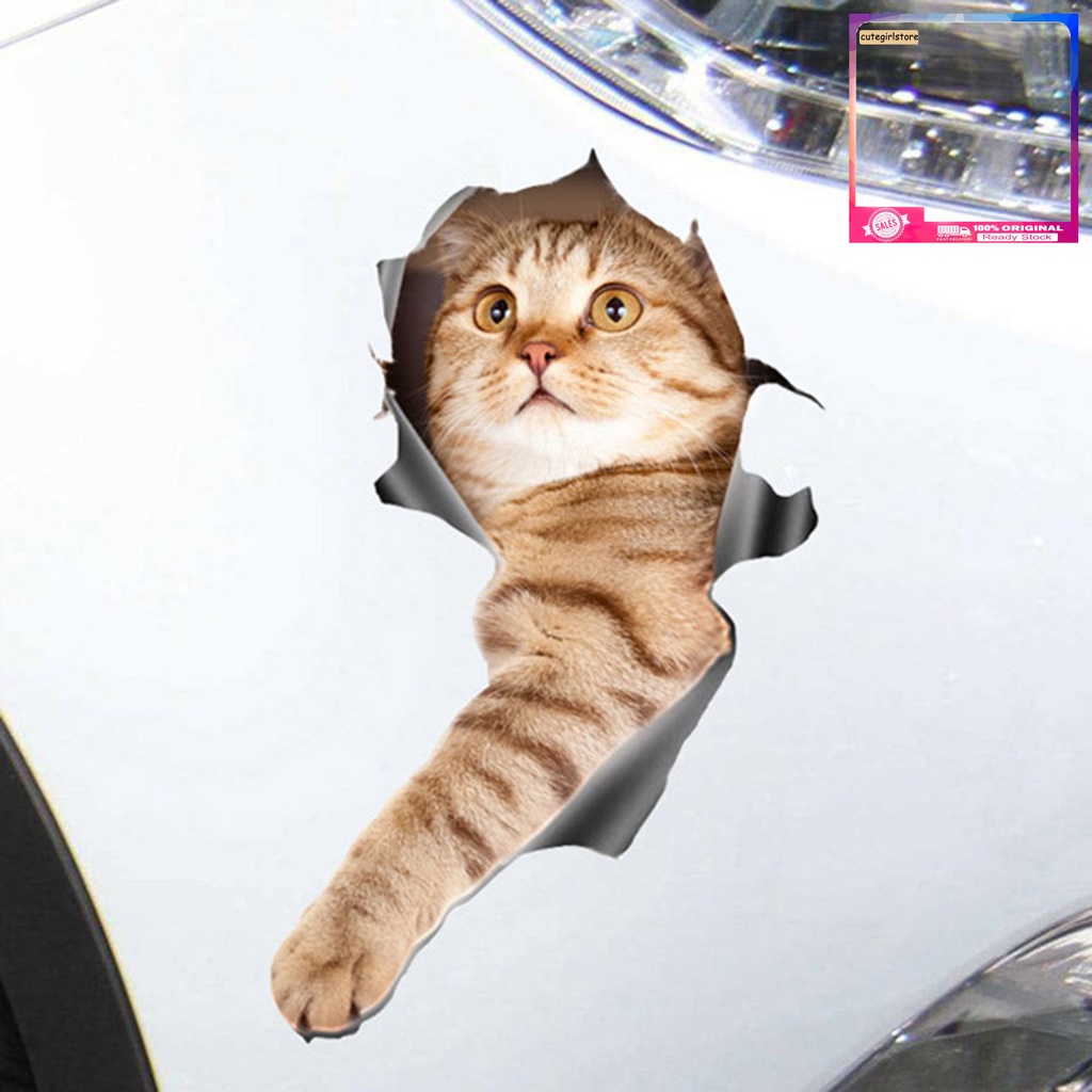 Miếng Dán Trang Trí Xe Hơi Tạo Hiệu Ứng 3D Chống Nước Không Phai Hình Mèo Dễ Thương