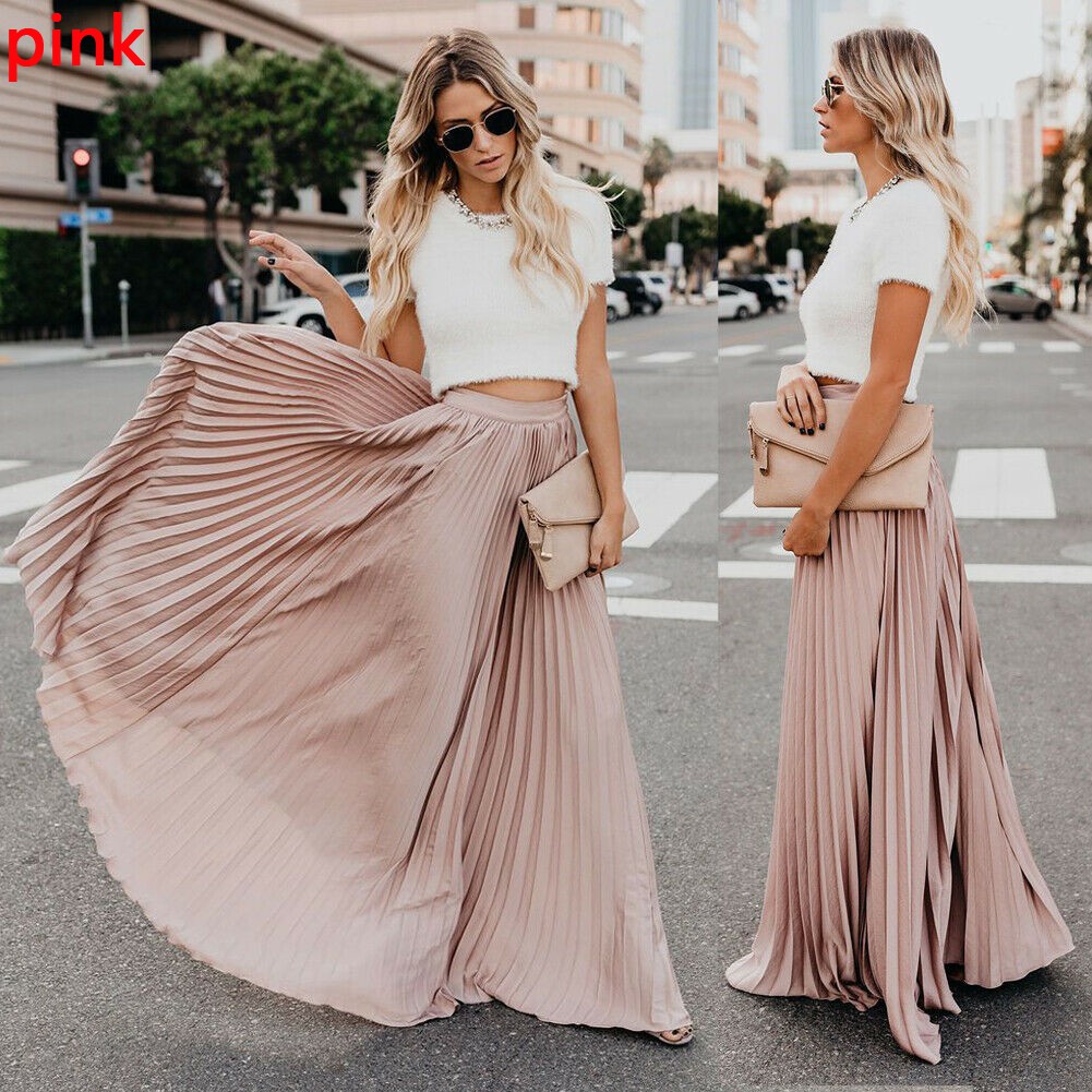 Chân váy maxi chiffon dáng dài thời trang nữ tính