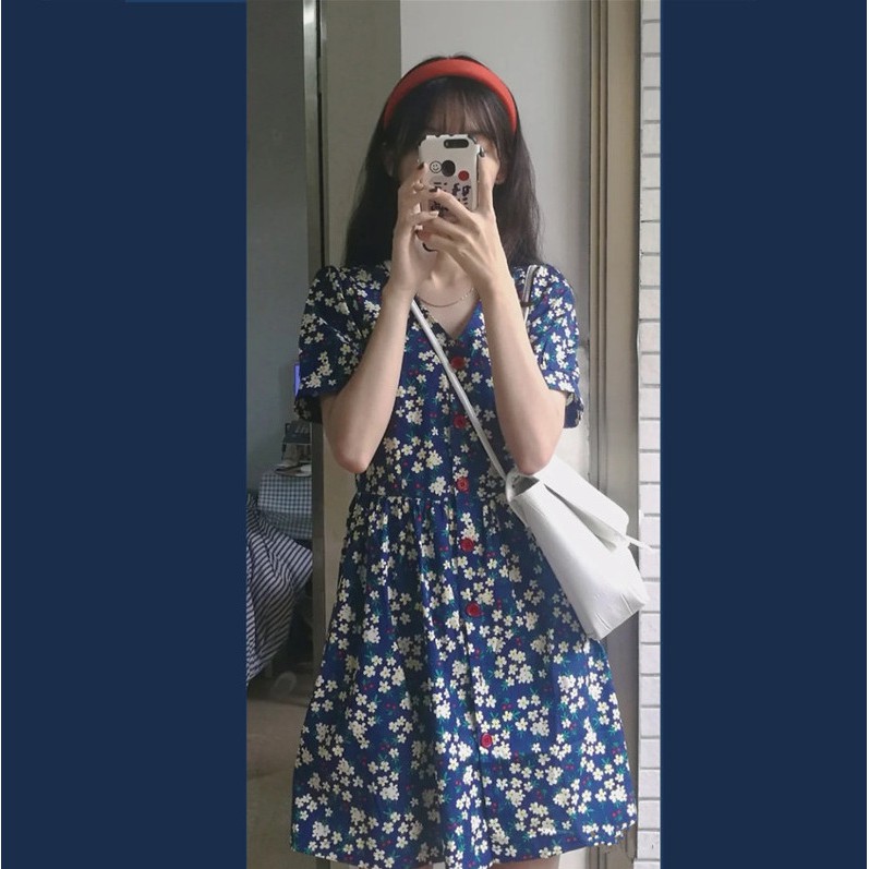 [SALE MẠNH] Váy hoa nhí cổ chữ V siêu dễ thương | BigBuy360 - bigbuy360.vn