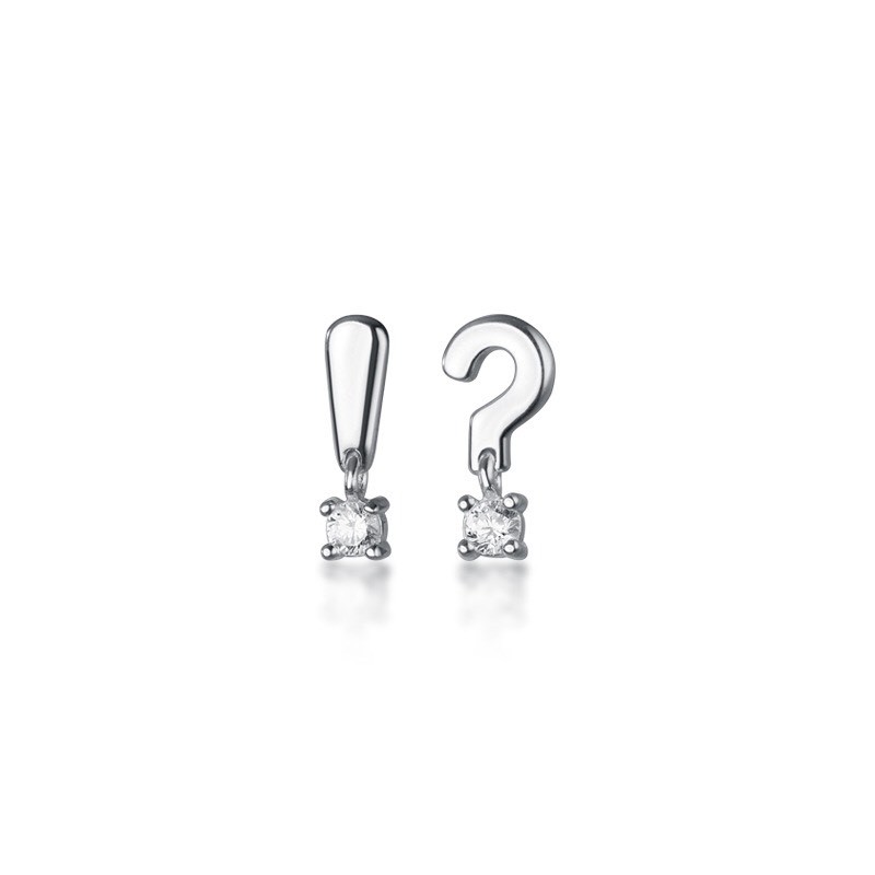 Khuyên Tai Bạc Nữ MIRASON Dấu Hỏi, Dấu Chấm Đính Đá Sáng Cao Cấp MBT200 - Bông Tai Nữ Bạc 925 Cá Tính Khác Biệt 2 Bên