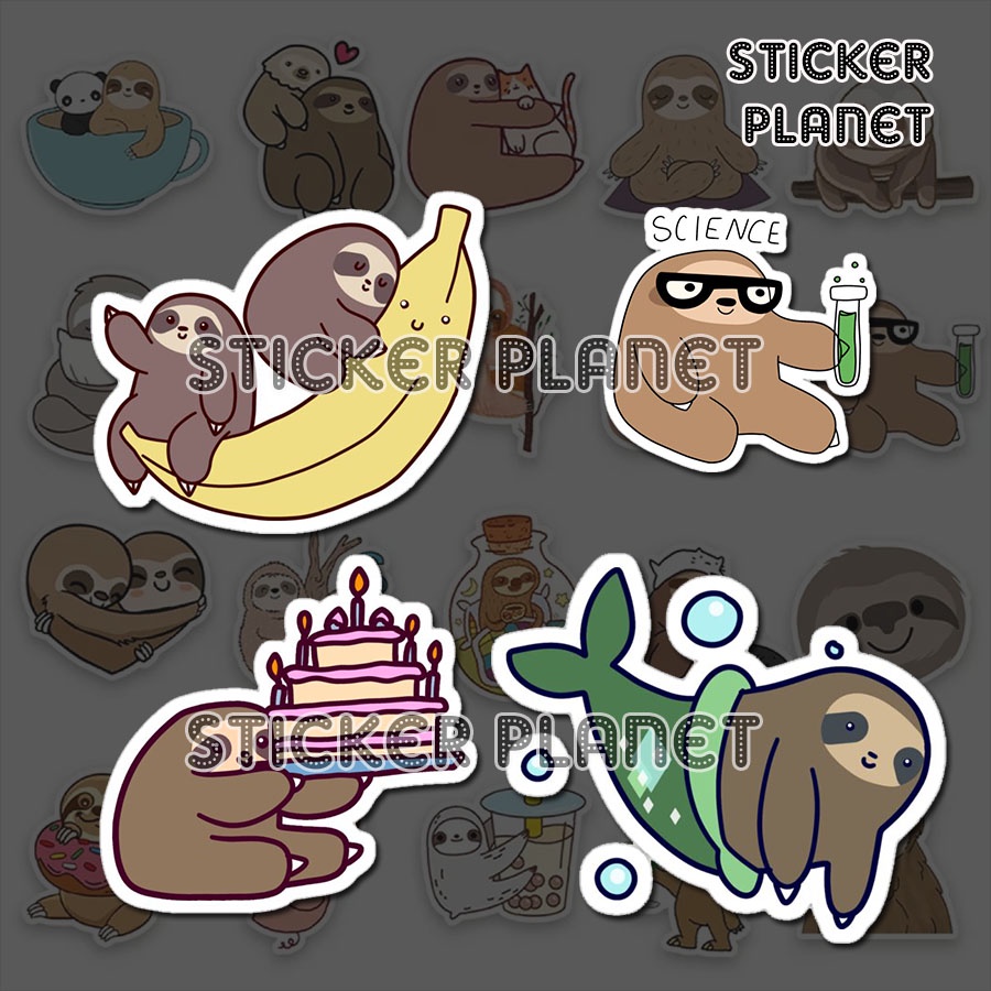 Sticker trang trí mũ bảo hiểm, đàn, guitar, ukulele, điện thoại laptop hình con lười