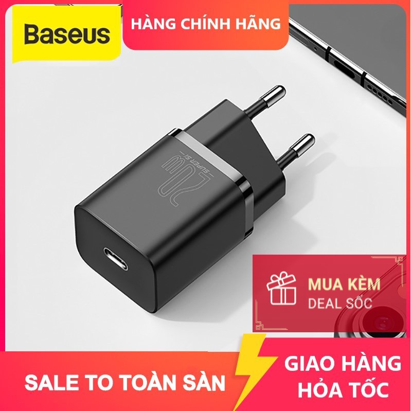 PD 20W - Củ Cáp Sạc Nhanh Baseus Cổng USB C Sang Lighting 20W / Cốc Sạc Nhanh Baseus 20W Cho Iphone 12 Hàng chính hãng