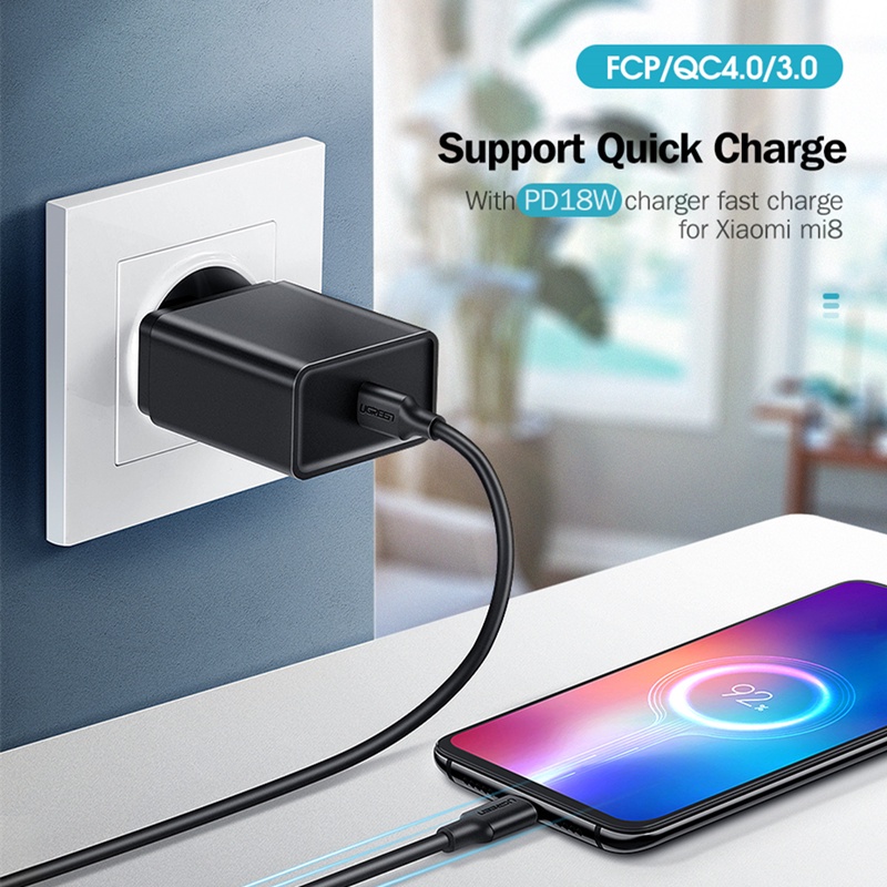 Dây cáp UGREEN chuyển đổi từ USB C sang USB Type-C PD60W QC-4.0 cho điện thoại Macbook