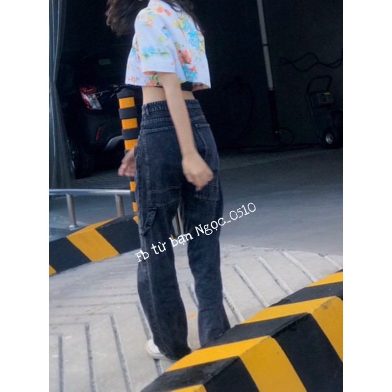 Quần jean nữ ống rộng lưng cao lưng cao dáng suông chất đẹp màu xám khói quần bò nữ cao cấp - GD05 | BigBuy360 - bigbuy360.vn