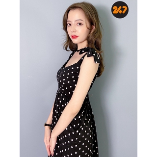 [FREESHIP] Váy Chấm Bi Hai Dây Nơ Vai