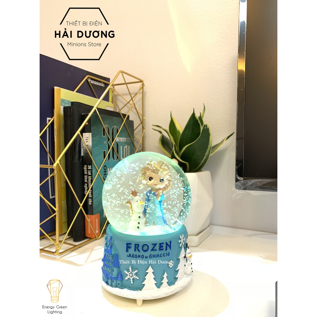 [FROZEN 2] Quả cầu tuyết phát nhạc Nữ Hoàng Băng Giá Elsa và người tuyết Olaf (Tặng pin)