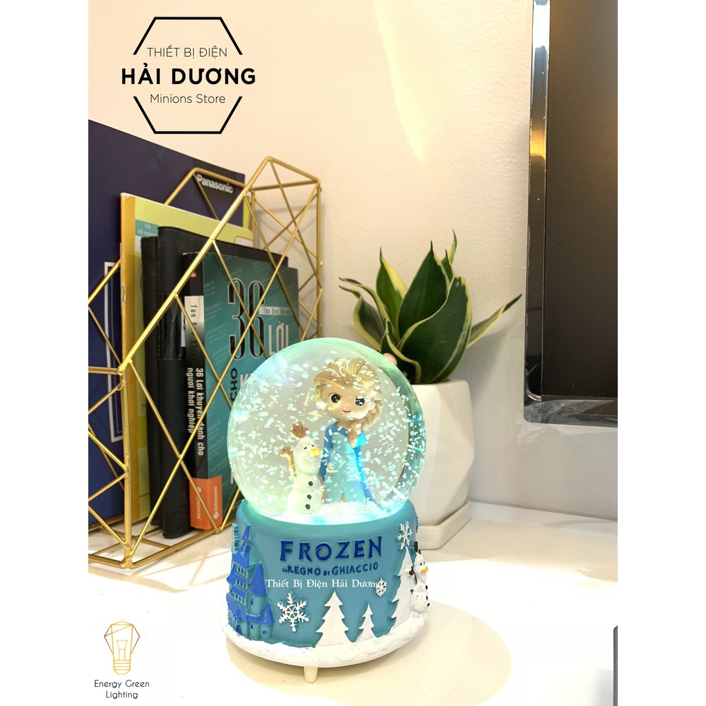 [FROZEN 2] Quả cầu tuyết phát nhạc Nữ Hoàng Băng Giá Elsa và người tuyết Olaf (Tặng pin)