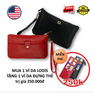 Ví cầm tay da bò lodis, ví da thật không bong nổ, bóp nữ đựng thẻ, đựng card da siêu mềm thời thượng