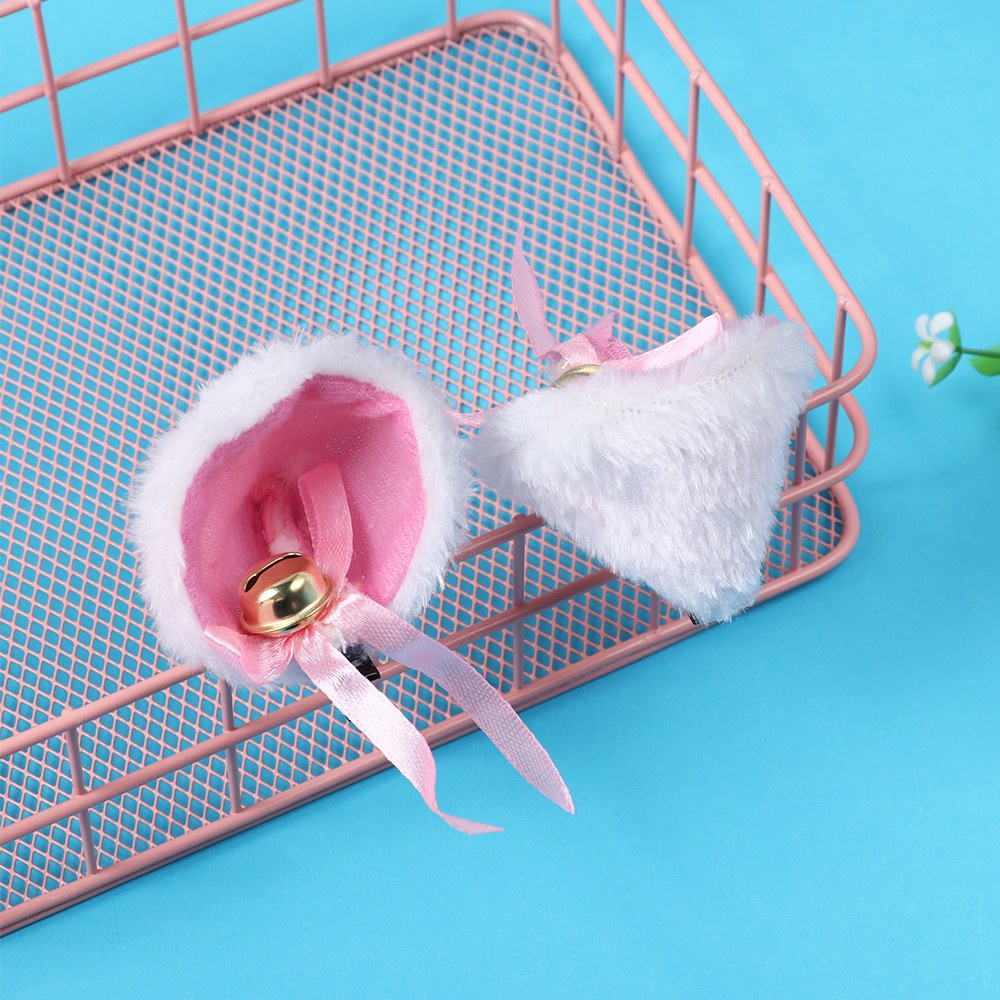 Băng đô cài tóc/ Bộ 2 kẹp tóc thiết kế tai mèo vải lông hoạt hình đáng yêu quyến rũ dành cho nữ