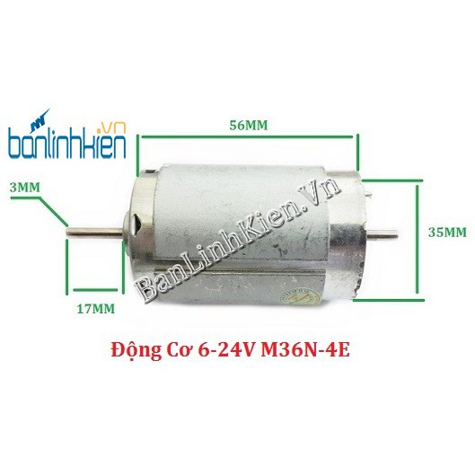 Động Cơ DC 6-24V M36N-4E, Mô Tơ 12V, Động Cơ 12V