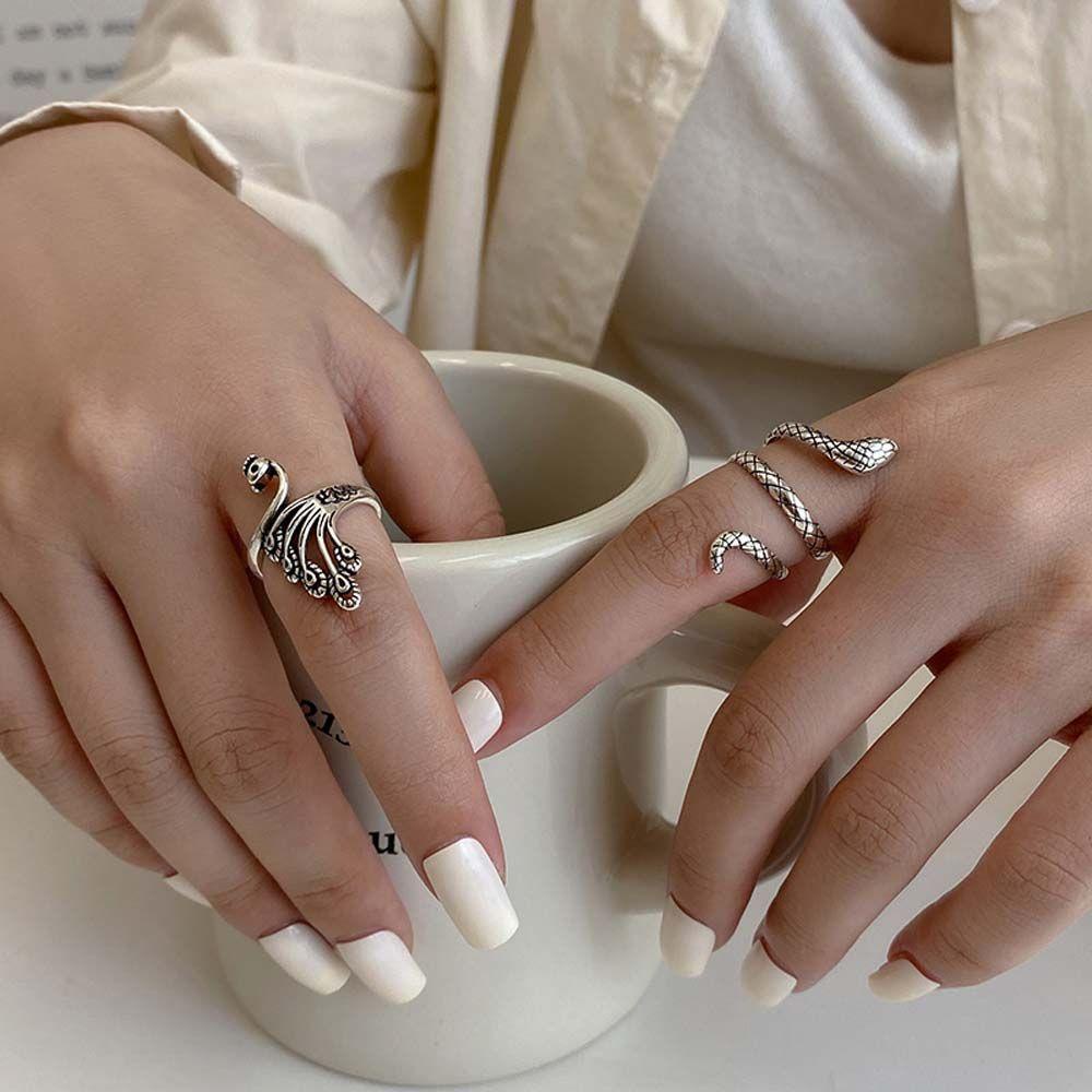 Nhẫn Hở VANES1 Hình Con Công Cổ Điển|Dây Chuyền Hình Rắn Thời Trang Dành Cho Nữ