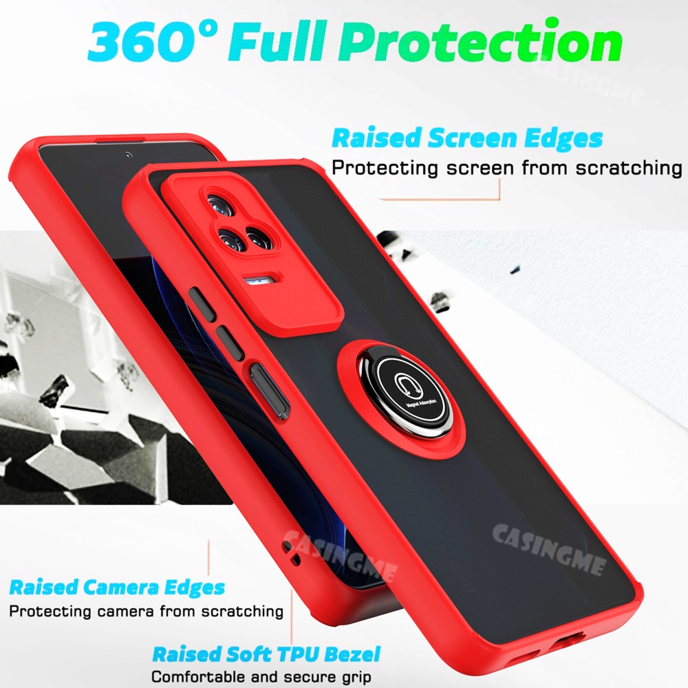 Ốp Điện Thoại Nhám Trong Suốt Chống Sốc Có Vòng Đỡ Nam Châm Thời Trang Cho Xiaomi POCO F4 Redmi K40S K50 Pro