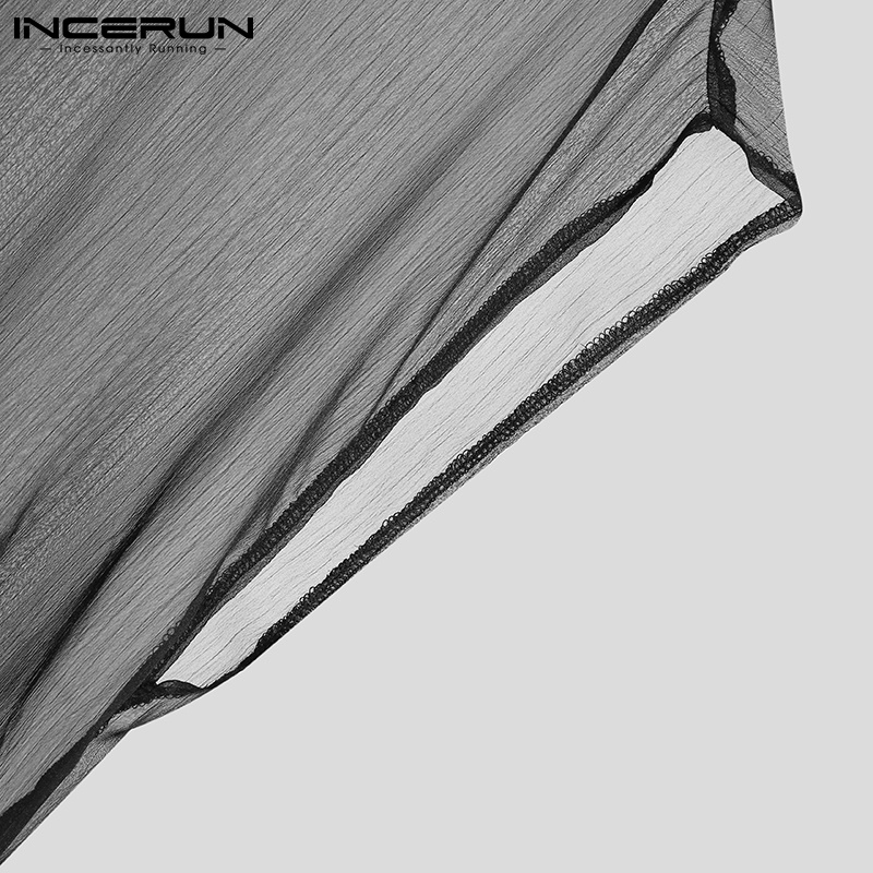 Áo không tay INCERUN màu đen dáng rộng kiểu dáng không đều thoáng khí hợp thời trang cho nam