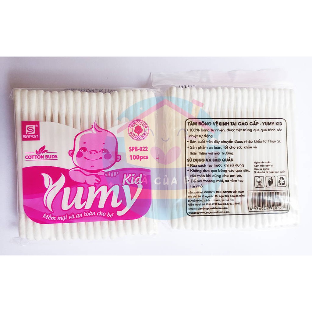 Tăm bông 100 que ngoáy ráy tai Yumy Kid cho trẻ em