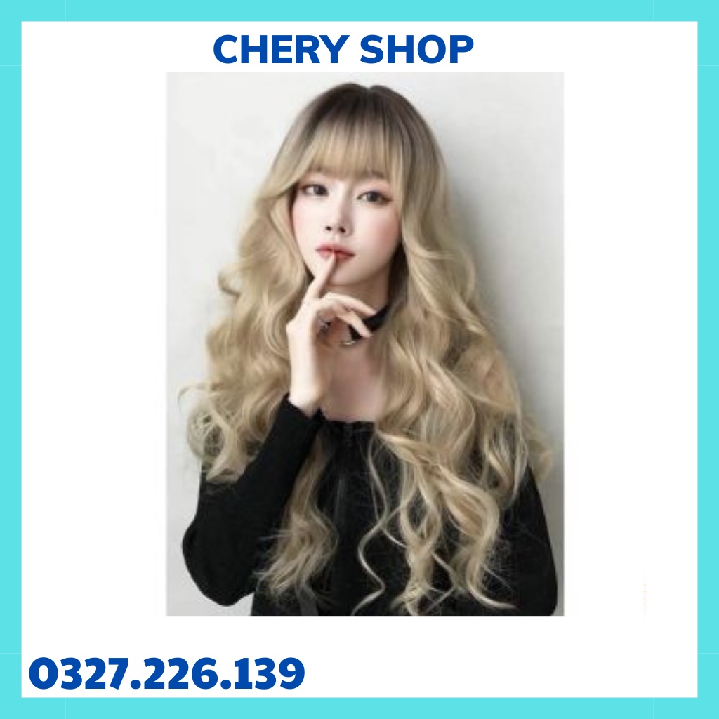 Tóc giả nguyên đầu xoăn sóng ❤️❤️ FREESHIP ❤️❤️ nguyên đầu xoăn xù sóng chân đen vàng tây