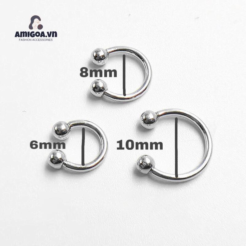 ✨✨1 đôi khuyên tai hình bán nguyệt bằng thép không gỉ unisex