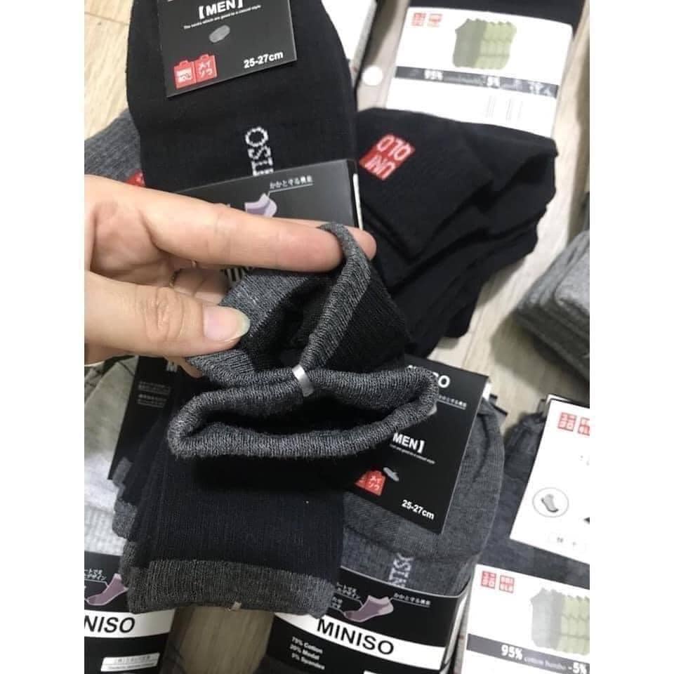 Lố 5 đôi tất uniqlo nam cổ trung dày dặn xuất Nhật bó 1 màu
