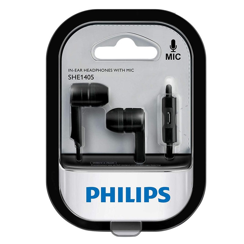 Tai nghe In-Ear chính hãng Philips SHE1405 màu Đen có Mic, chất âm cực tốt, nghe nhạc học anh văn cực đỉnh