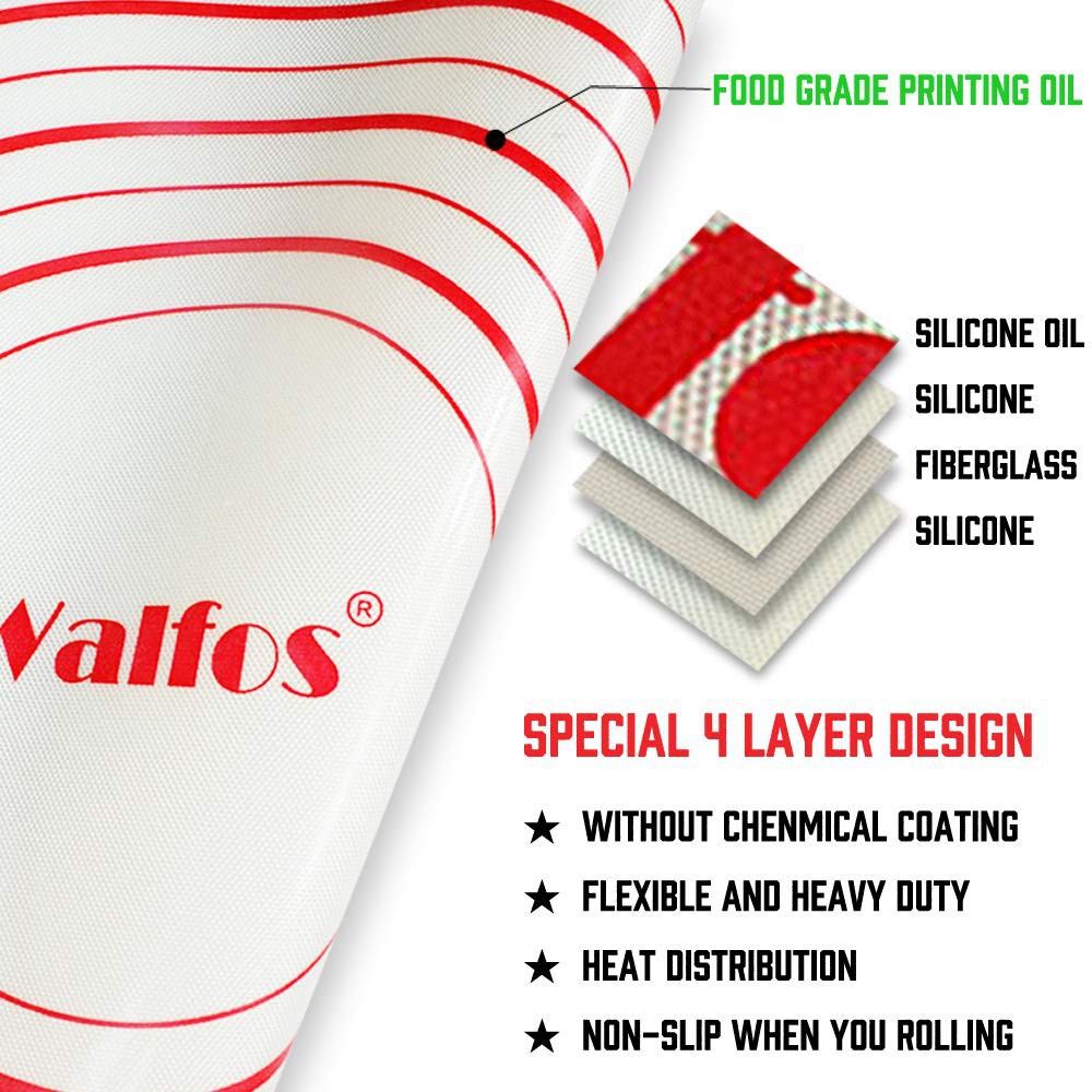 Đệm nhào bột WALFOS bằng silicone chống dính thực phẩm kích thước lớn