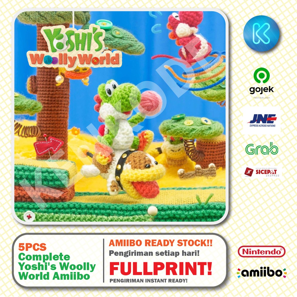 Bộ 5 Món Đồ Chơi Yoshi 's Wooly World Amiibo