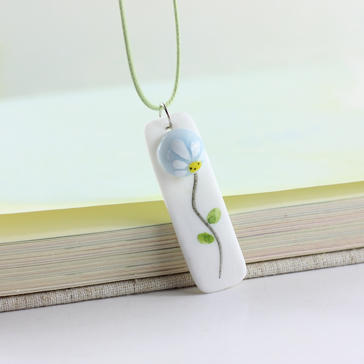 Vòng cổ nữ đẹp bằng gốm , dây chuyền đôi handmade dễ thương hình hoa lá