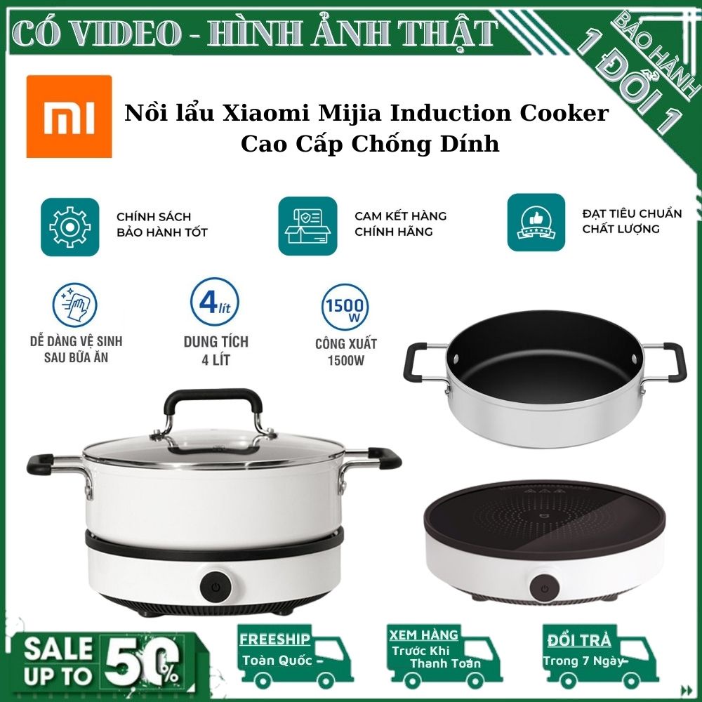 Bếp điện từ Xiaomi Mijia Induction Cooker Cao Cấp, Nồi Lẩu chống dính dẫn nhiệt tốt Bảo Hành 24 tháng