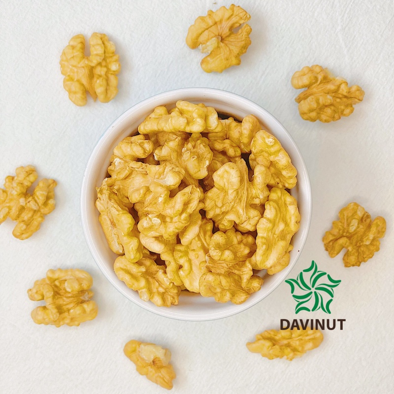 Hạt óc chó Davinut Mỹ tách vỏ hộp 475g, nhân óc chó vàng bóc sẵn cho bà bầu, walnuts sống nhập khẩu túi 500g