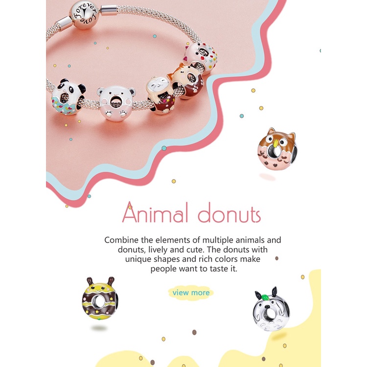 Hạt xỏ trang sức Bamoer SCC1875 BạC 925 tráng men hình động vật dễ thương