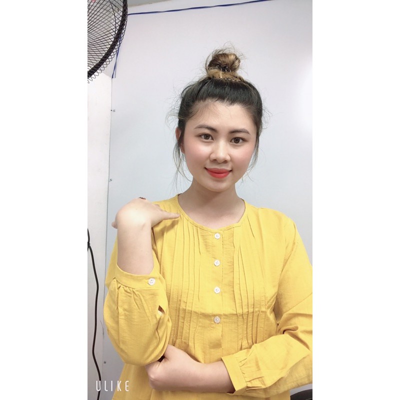 Áo babydoll xếp ly,dài tay chất đũi mát mịn full size 35-95kg.  KN23