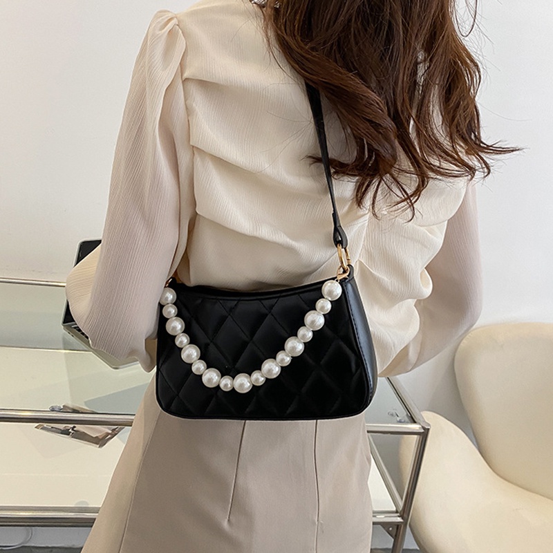 IELGY Túi Đeo Vai Hình Vuông Cỡ Nhỏ Đính Ngọc Trai Giả Phối Dây Đeo Sợi Xích Thời Trang Cho