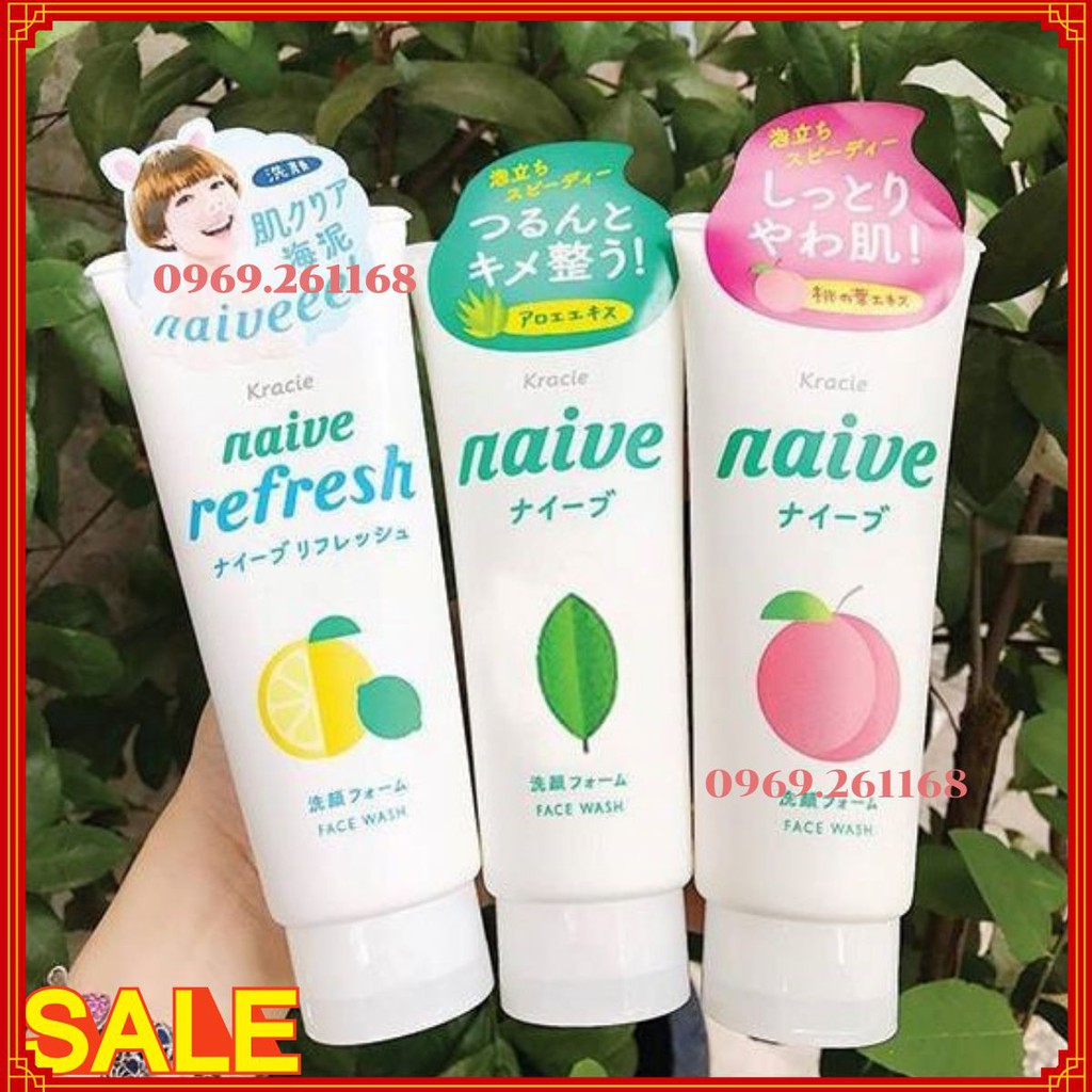 Sữa rửa mặt refresh hương chanh Naïve 130g Nhật Bản