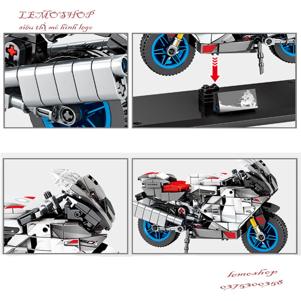 Đồ chơi lắp ráp non-lego của sembo block S701202 lắp ráp xé máy, xe đua, xe phân khối lớn gồm297+ chi tiết
