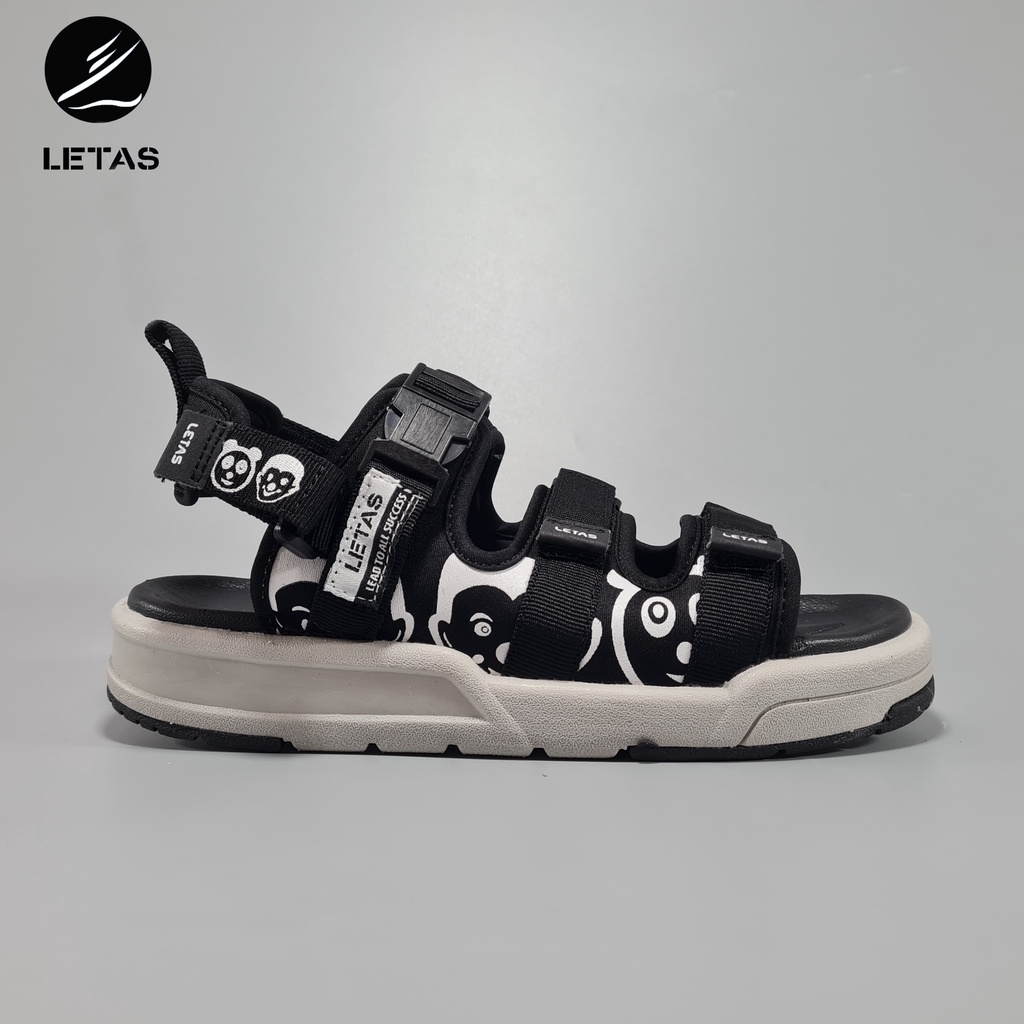 Giày sandal nam nữ unisex letas D714 - 01 icon mới, dép quai hậu đế cao 3cm, xăng đan đế bằng 3 quai
