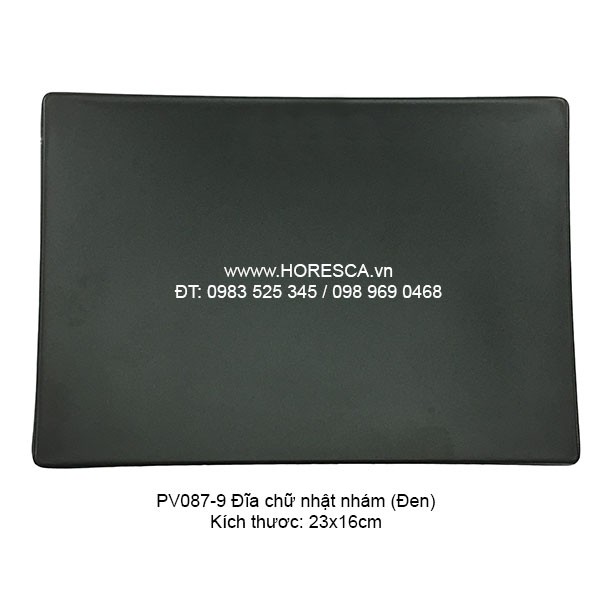 PV087-9 Dĩa chữ nhật nhám 9" (Đen)