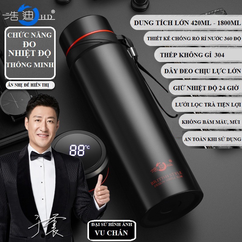 Bình giữ nhiệt cao cấp inox 304 hiển thị đèn led [ bảo hành 12 tháng ]