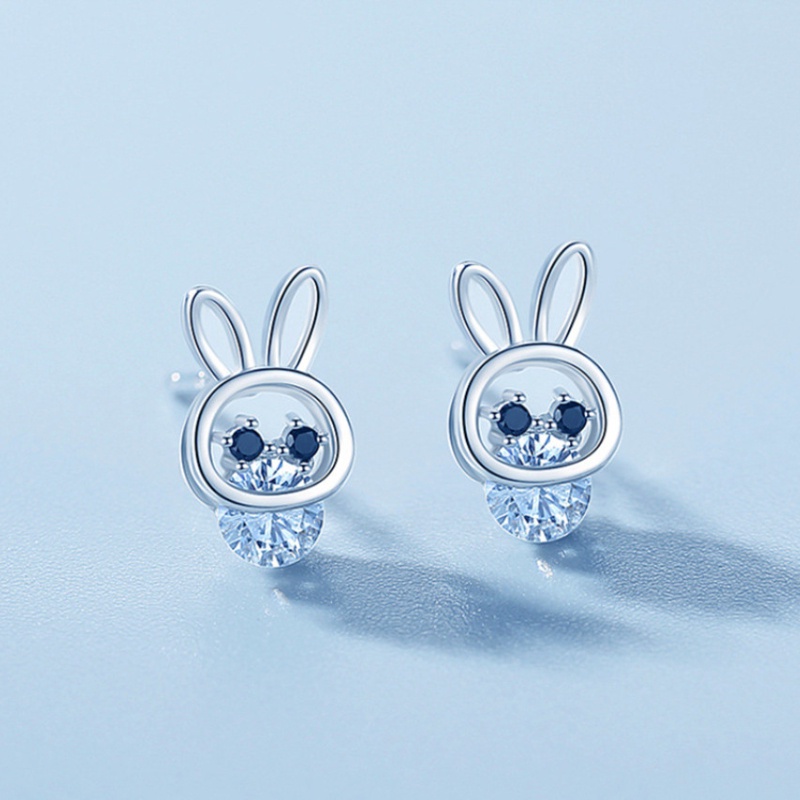Phiên bản Hàn Quốc của hoa tai thỏ đơn giản dễ thương Hoa tai thời trang sang trọng Hoa tai kim cương tinh tế