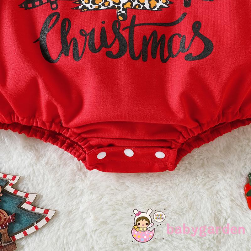 Babygarden-bộ Áo Liền Quần Tay Dài Cổ Thuyền In Họa Tiết Giáng Sinh / Cây Thông Thường Ngày Cho Bé Trai Bé Gái
