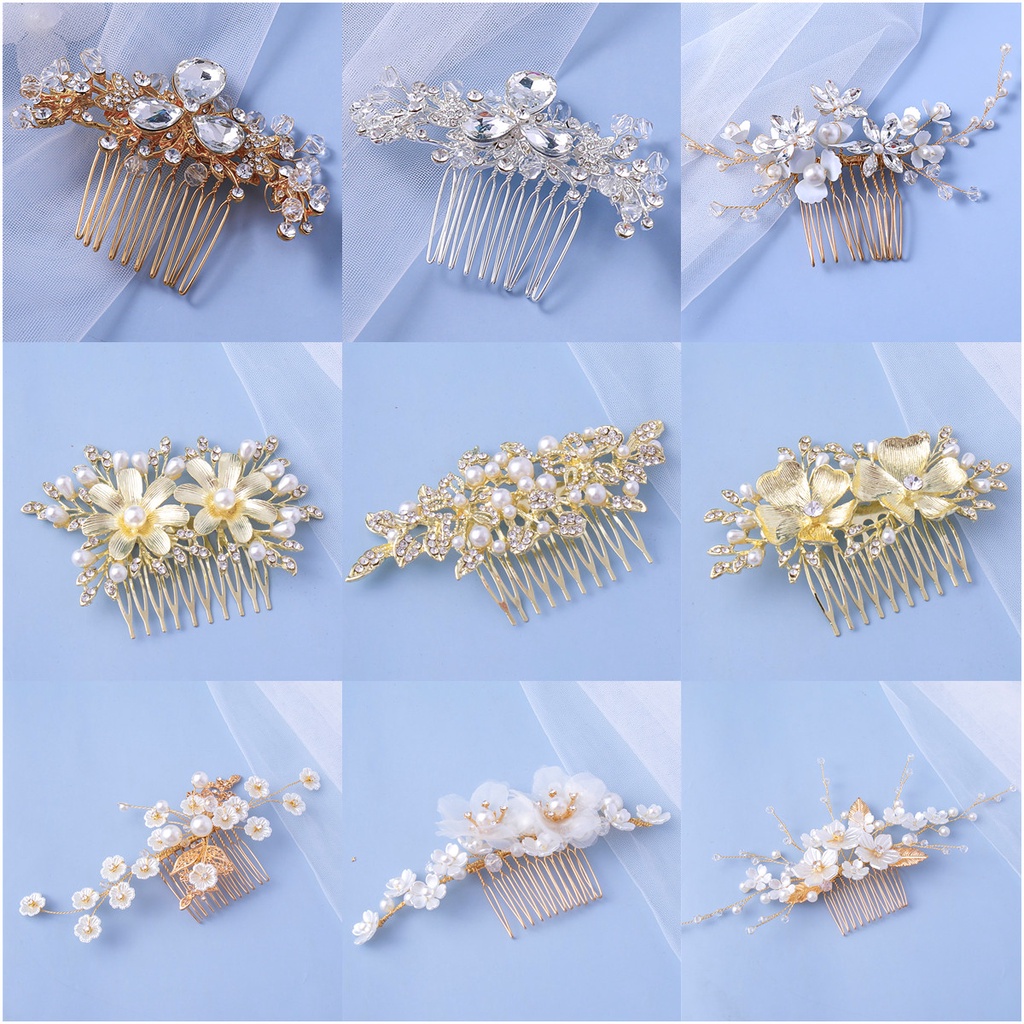Lược Cài Tóc Hình Hoa Đính Ngọc Trai Nhân Tạo Thời Trang Cho Cô Dâu