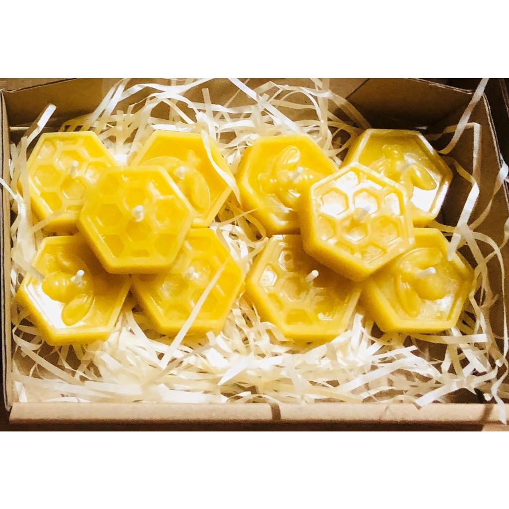 Nến tealight hình tổ ong, nến cao 2cm, rộng 3,5cm, không khói, mùi thơm dễ chịu, thời gian cháy 4h