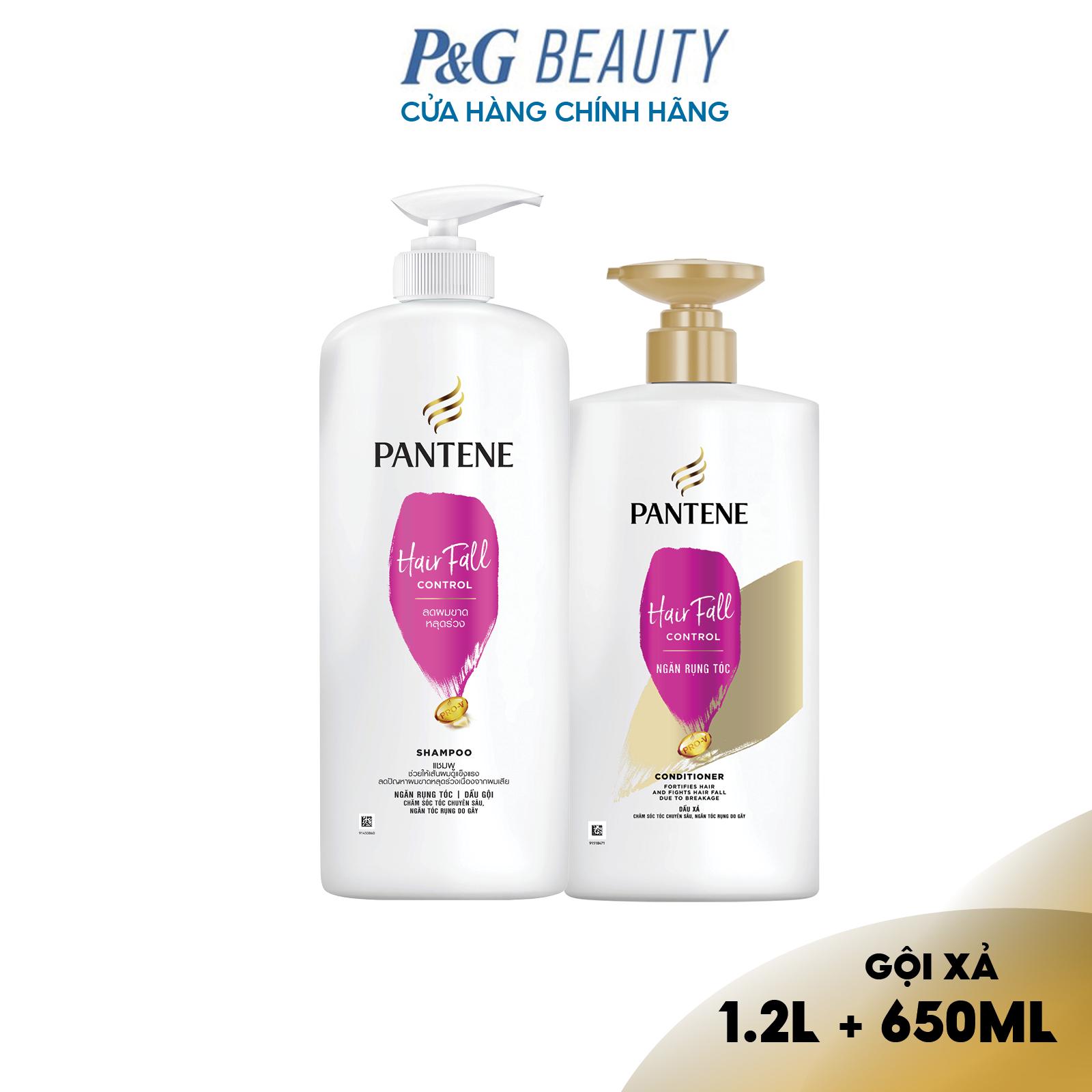 Combo Dầu gội PANTENE 1200ML &amp; Dầu Xả 650ML Ngăn rụng tóc