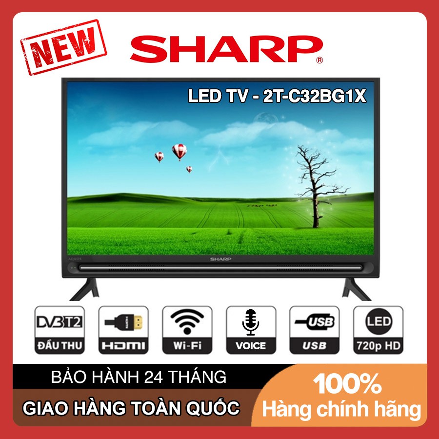 Smart Voice Tivi Sharp 32 inch HD 2T-C32BG1X Android 9.0, Tìm kiếm giọng nói, Youtube, Tivi Giá Rẻ