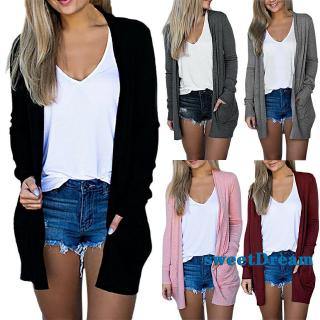 Áo khoác Cardigan tay dài màu trơn thời trang cho nữ