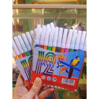 Bộ 12 bút dạ tô màu hinh con vẹt nét tô đẹp