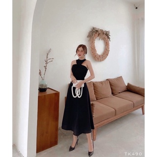 Đầm dự tiệc maxi cổ yếm