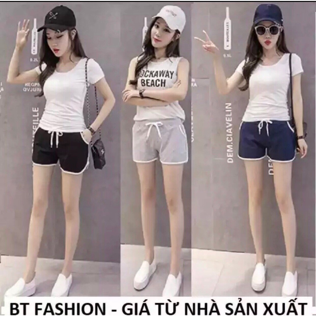 Quần short đùi nữ thun chạy viền 2 bên hông, trẻ trung và thoải mái, chất liệu cotton 4 chiều co giãn