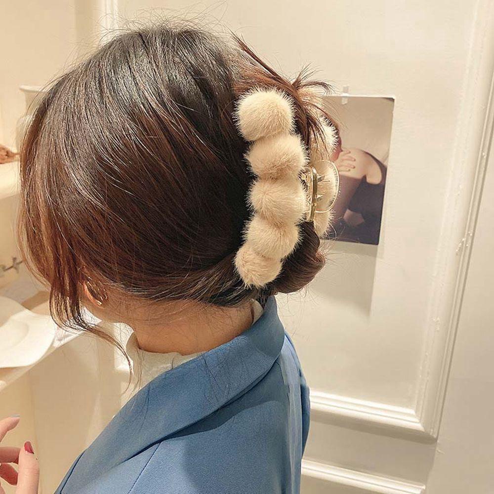 NICKOLAS Kẹp Tóc Đính Bóng Lông Phong Cách Vintage Đơn Giản Cho Nữ