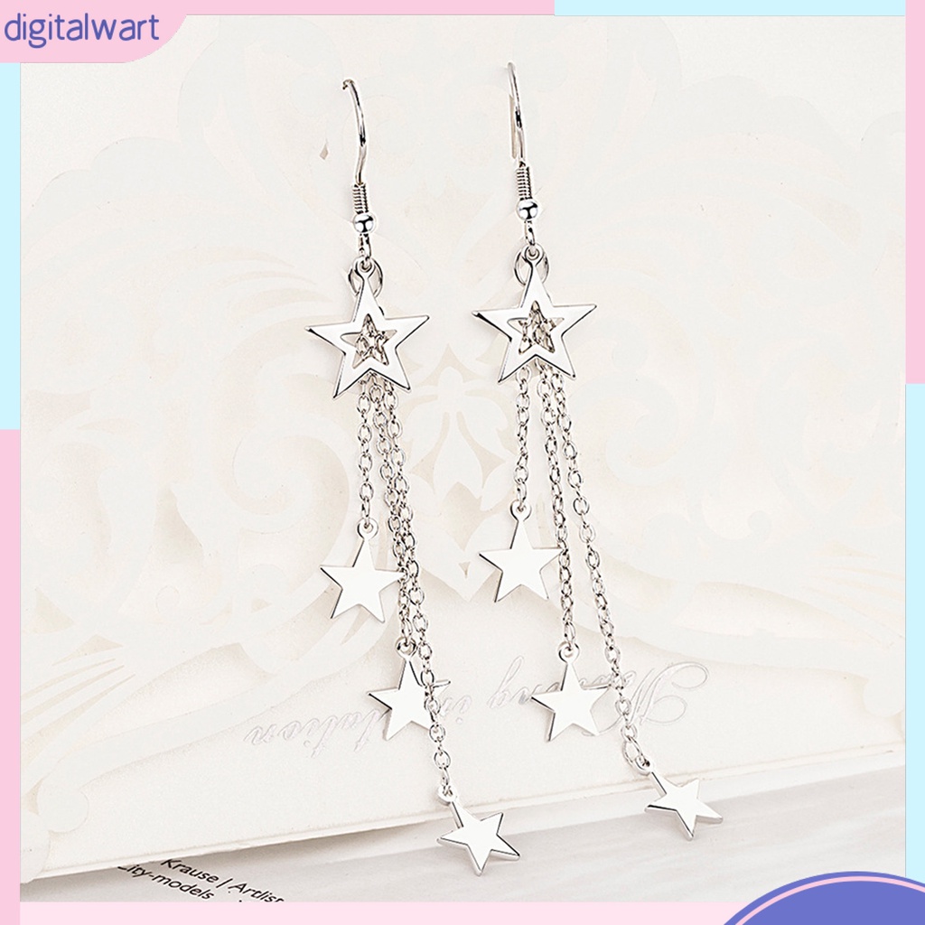 Đôi Khuyên Tai Dài Hình Ngôi Sao Lấp Lánh Thời Trang Cho Nữ