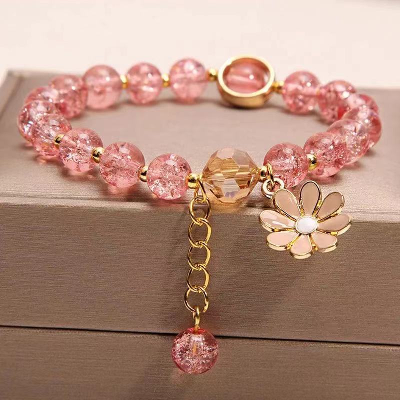  Korean small chrysanthemum pendant glass bead women's bracelet