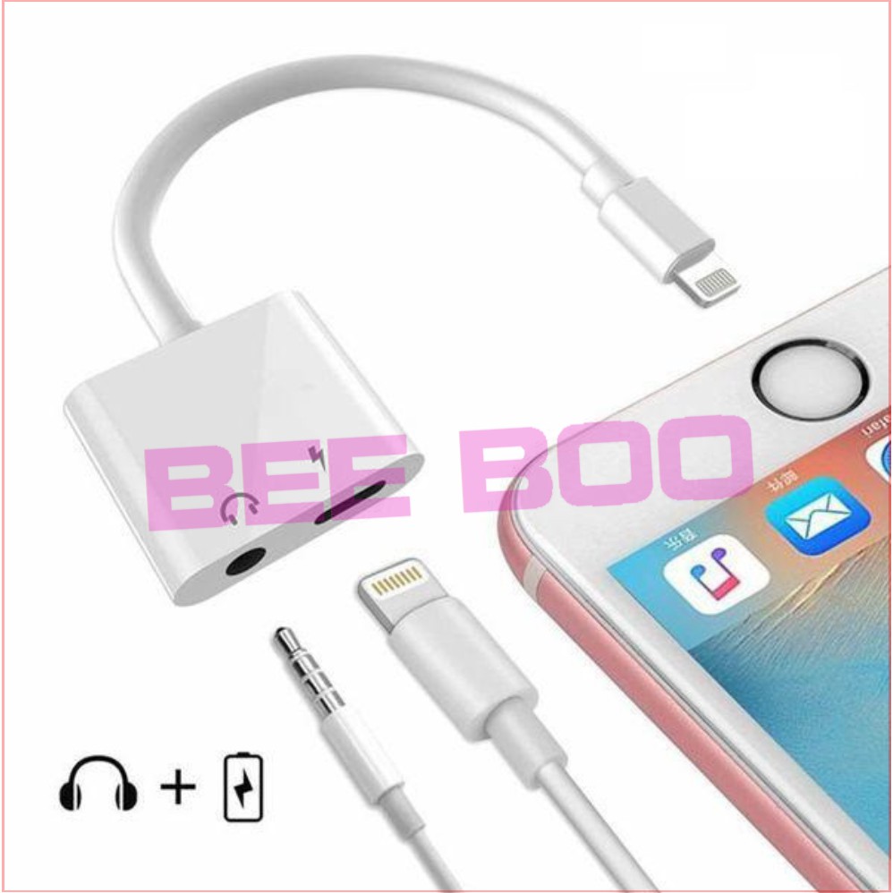 Jack chuyển đổi iphone sang jack 3.5mm và lighting - vừa sạc vừa sử dụng tai nghe -Có hỗ trợ Mic - Bảo hành 1 đổi 1