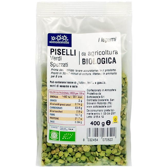 Đậu hà lan hữu cơ Sottolestelle organic pea 400g